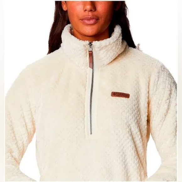 Columbia Fireside 1/4 Zip Sherpa Fleece Pullover Off White Chalk Color - Picture 5 of 13